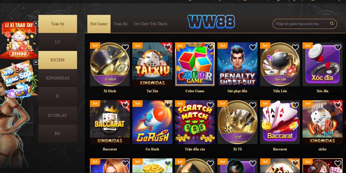 Tổng hợp các trò chơi casino trực tuyến hấp dẫn tại WW88